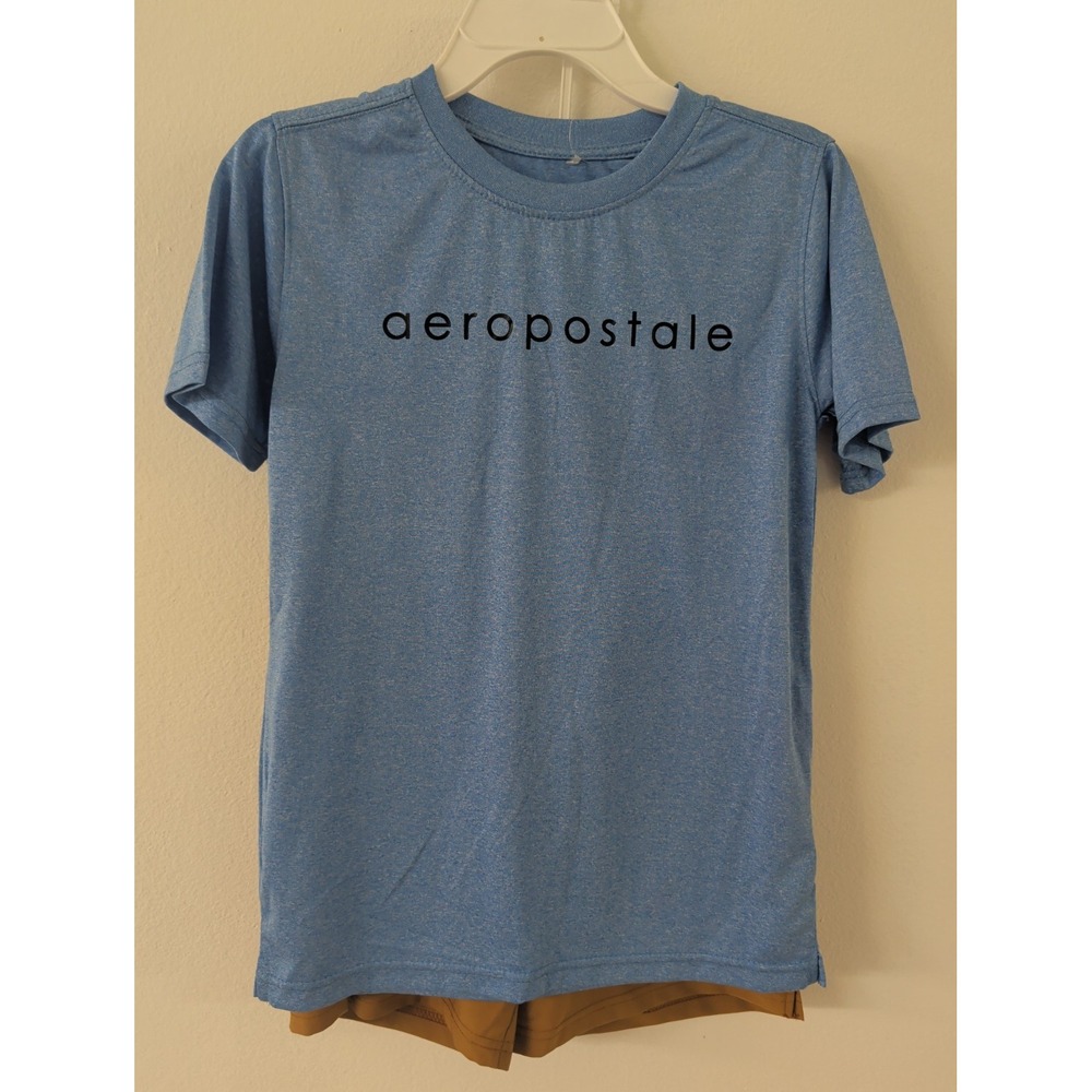 Aeropostale Kids Boys 2 Piece Set Blue Dri Fit Shirt Khaki Shorts Size 12 NWT